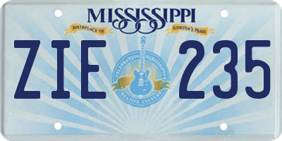 MS license plate ZIE235