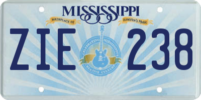 MS license plate ZIE238