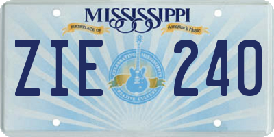 MS license plate ZIE240