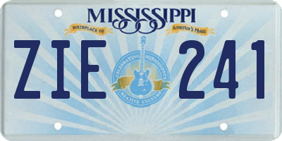 MS license plate ZIE241