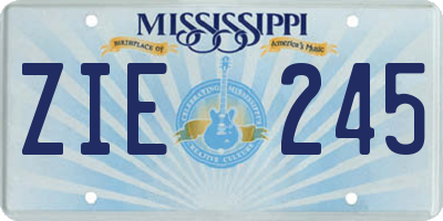 MS license plate ZIE245