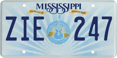 MS license plate ZIE247