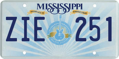MS license plate ZIE251
