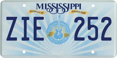 MS license plate ZIE252