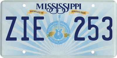 MS license plate ZIE253