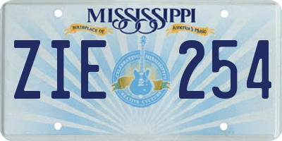 MS license plate ZIE254