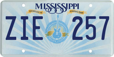 MS license plate ZIE257
