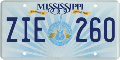 MS license plate ZIE260