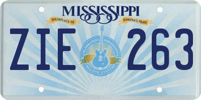 MS license plate ZIE263