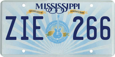 MS license plate ZIE266