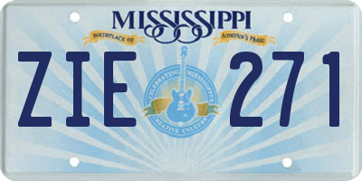 MS license plate ZIE271