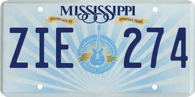 MS license plate ZIE274