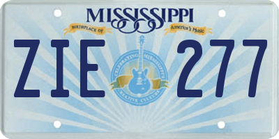 MS license plate ZIE277