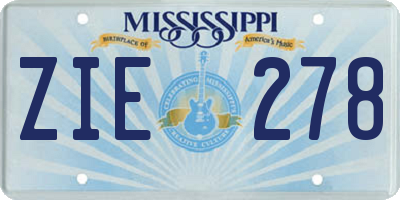 MS license plate ZIE278