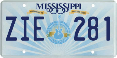 MS license plate ZIE281