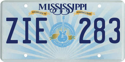 MS license plate ZIE283