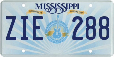 MS license plate ZIE288