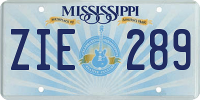 MS license plate ZIE289