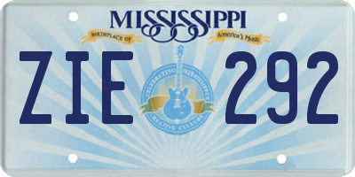 MS license plate ZIE292