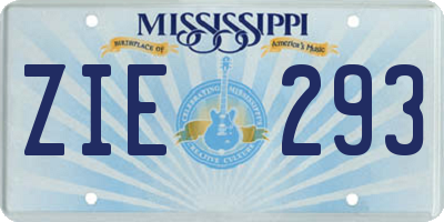 MS license plate ZIE293