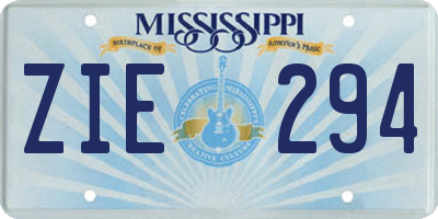 MS license plate ZIE294