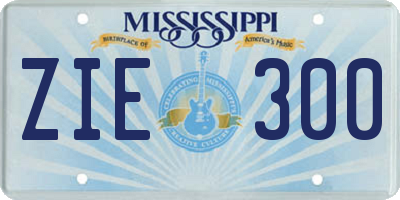 MS license plate ZIE300