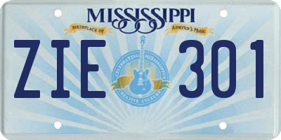 MS license plate ZIE301