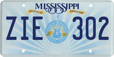 MS license plate ZIE302