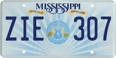 MS license plate ZIE307