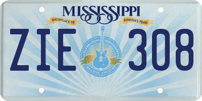 MS license plate ZIE308