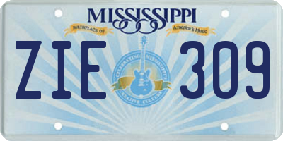 MS license plate ZIE309