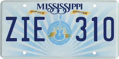 MS license plate ZIE310