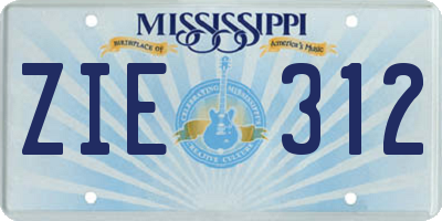 MS license plate ZIE312
