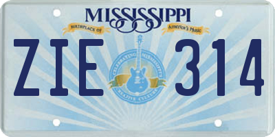 MS license plate ZIE314