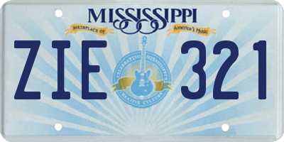 MS license plate ZIE321