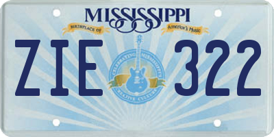 MS license plate ZIE322