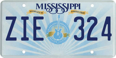 MS license plate ZIE324