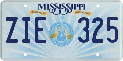 MS license plate ZIE325