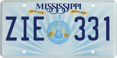 MS license plate ZIE331