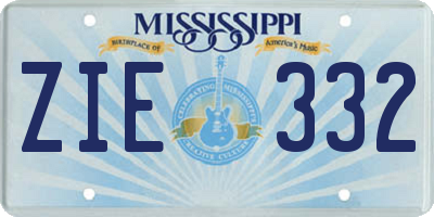 MS license plate ZIE332