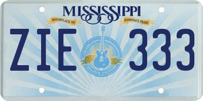 MS license plate ZIE333