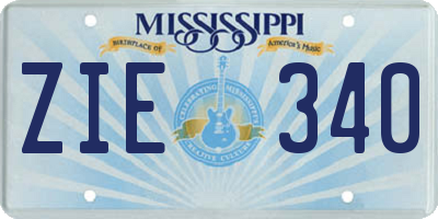 MS license plate ZIE340