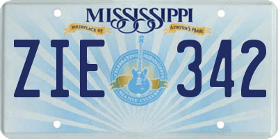 MS license plate ZIE342