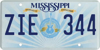 MS license plate ZIE344