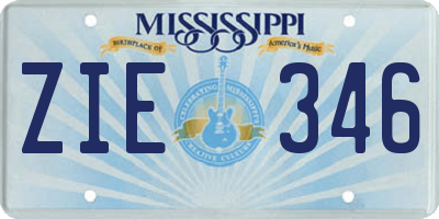 MS license plate ZIE346