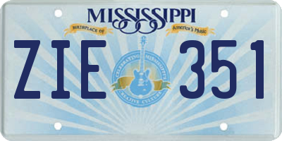 MS license plate ZIE351
