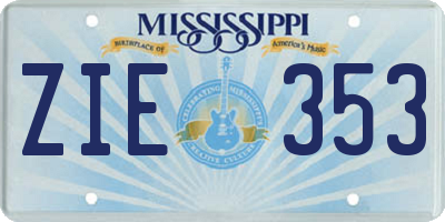 MS license plate ZIE353