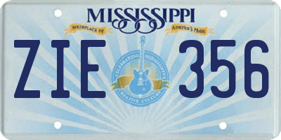 MS license plate ZIE356
