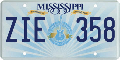 MS license plate ZIE358