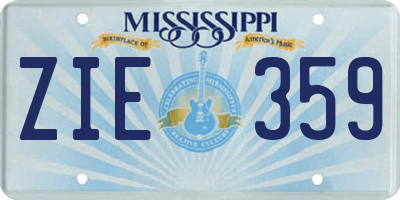 MS license plate ZIE359